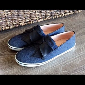 NEW KATE SPADE Indigo Denim DELISE TOO Black Bow